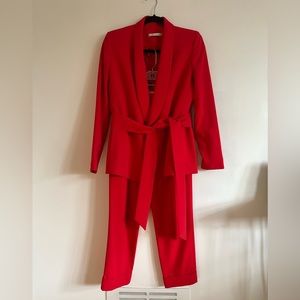 Alice + Olivia Red Two Piece Suit with Wrap Blazer